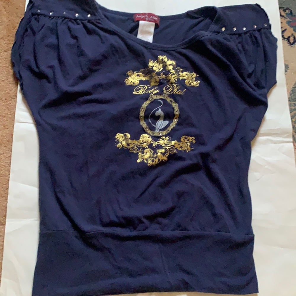 Y2K BABY PHAT TOP SZ S BLUE WITH GOLDEN LOGO PREOWNED VINTAGE - Picture 3 of 11